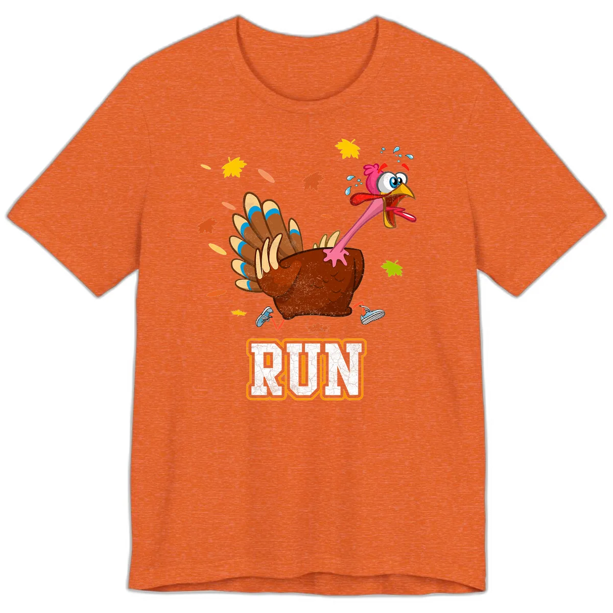 Running Turkey Trot Time Premium T-Shirt in Heather Orange