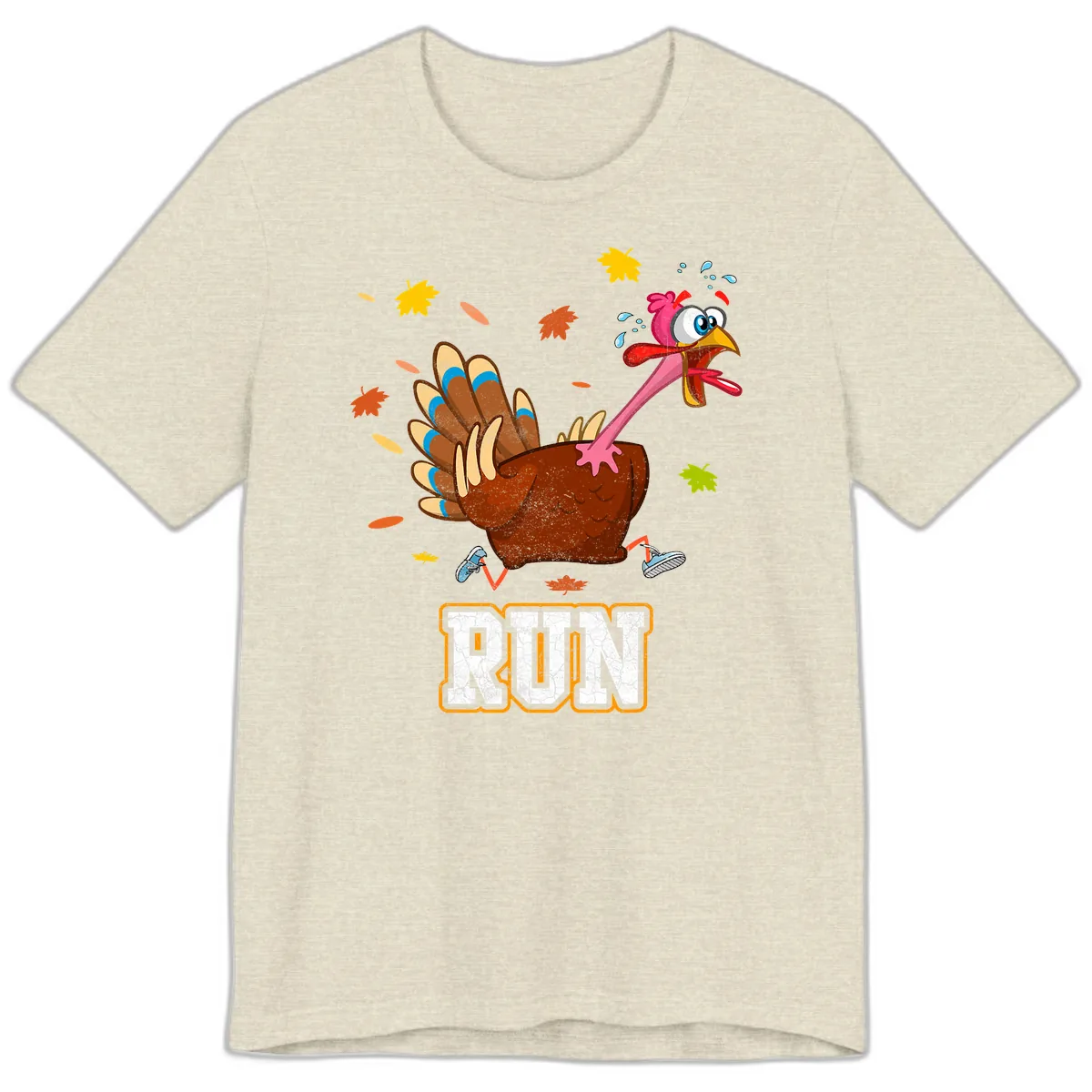 Running Turkey Trot Time Premium T-Shirt in Heather Prism Natural