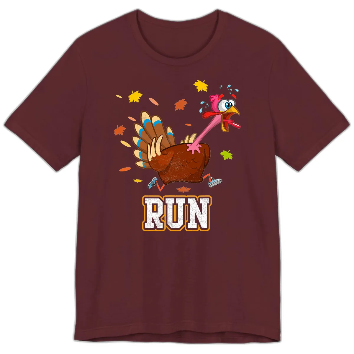 Running Turkey Trot Time Premium T-Shirt in Maroon
