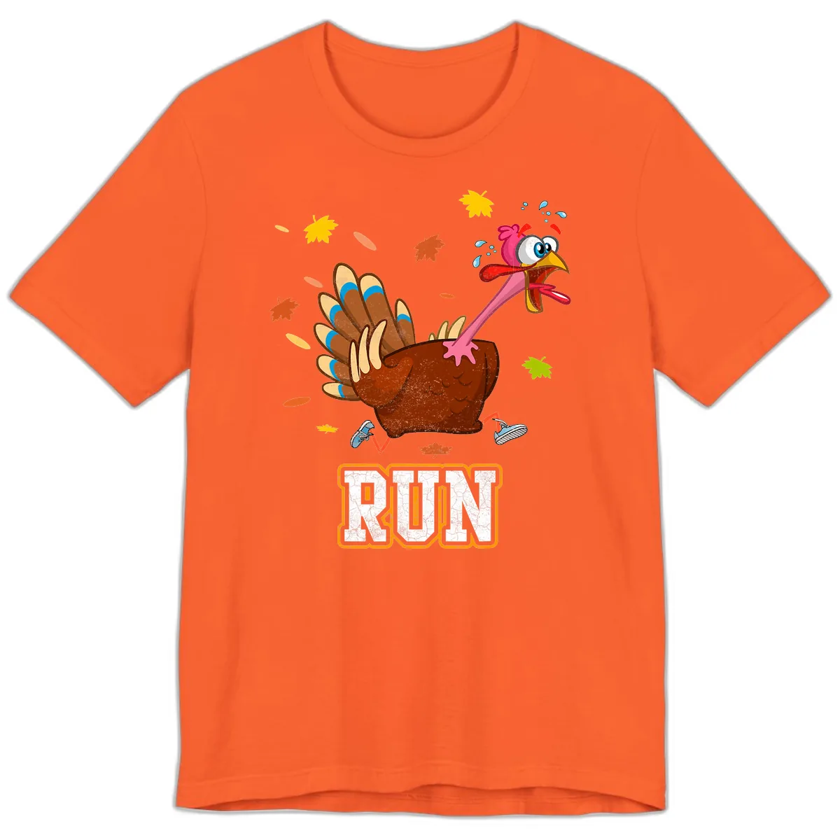 Running Turkey Trot Time Premium T-Shirt in Orange