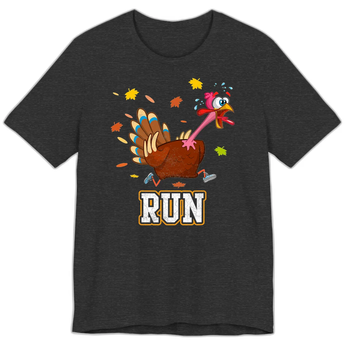 Running Turkey Trot Time Premium T-Shirt in Dark Grey Heather