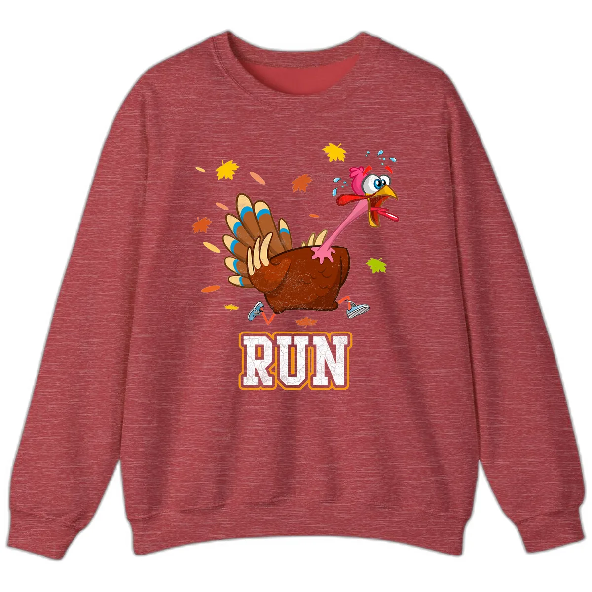 Running Turkey Trot Time Sweatshirt in Heather Scarlet Red