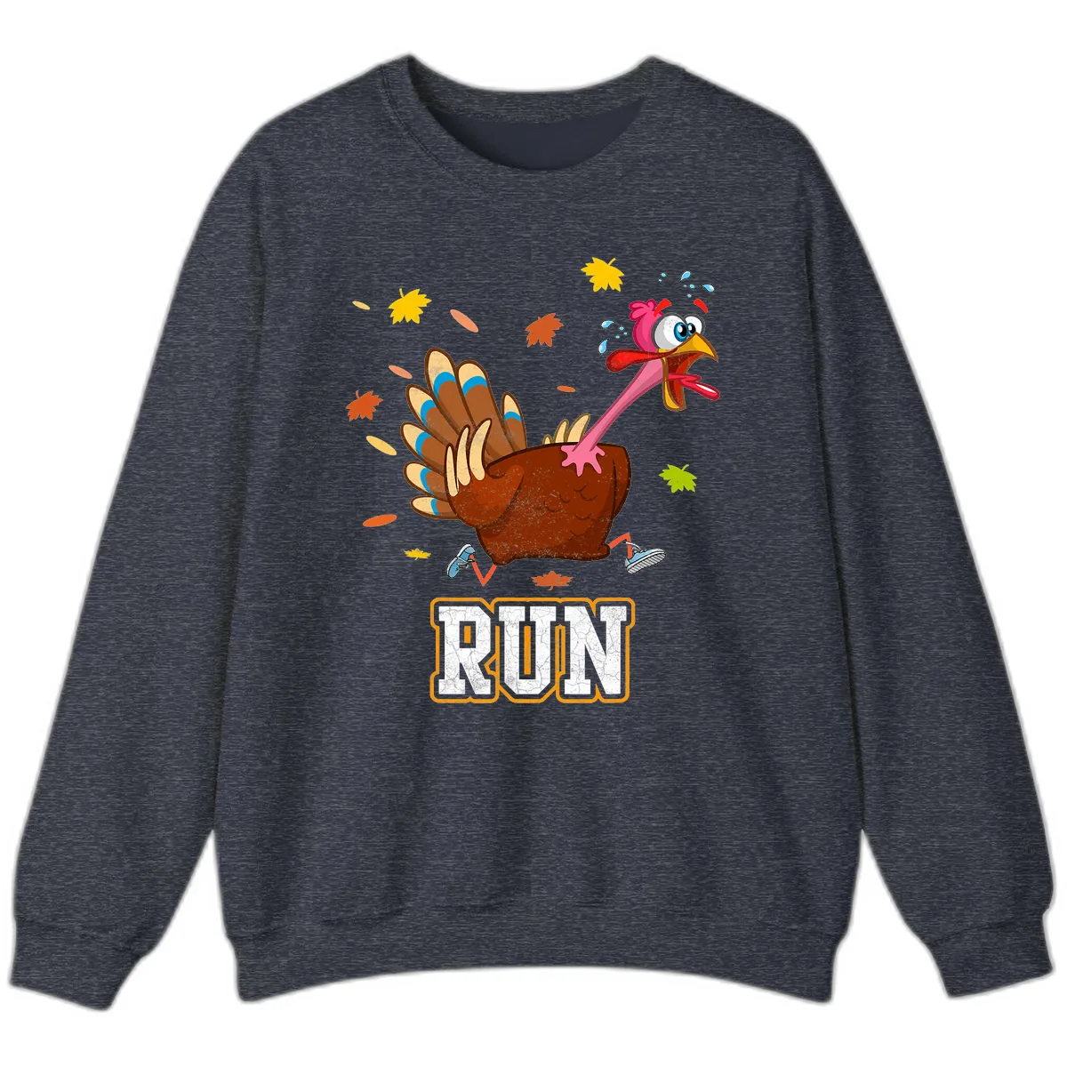 Running Turkey Trot Time Sweatshirt in Heather Sport Dark Navy