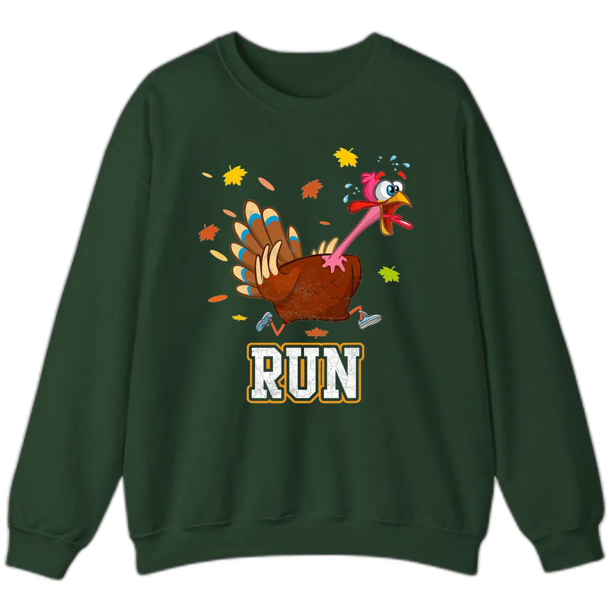 Running Turkey Trot Time Sweatshirt in Forest Green