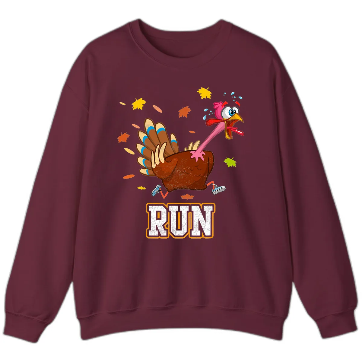 Running Turkey Trot Time Sweatshirt in Maroon