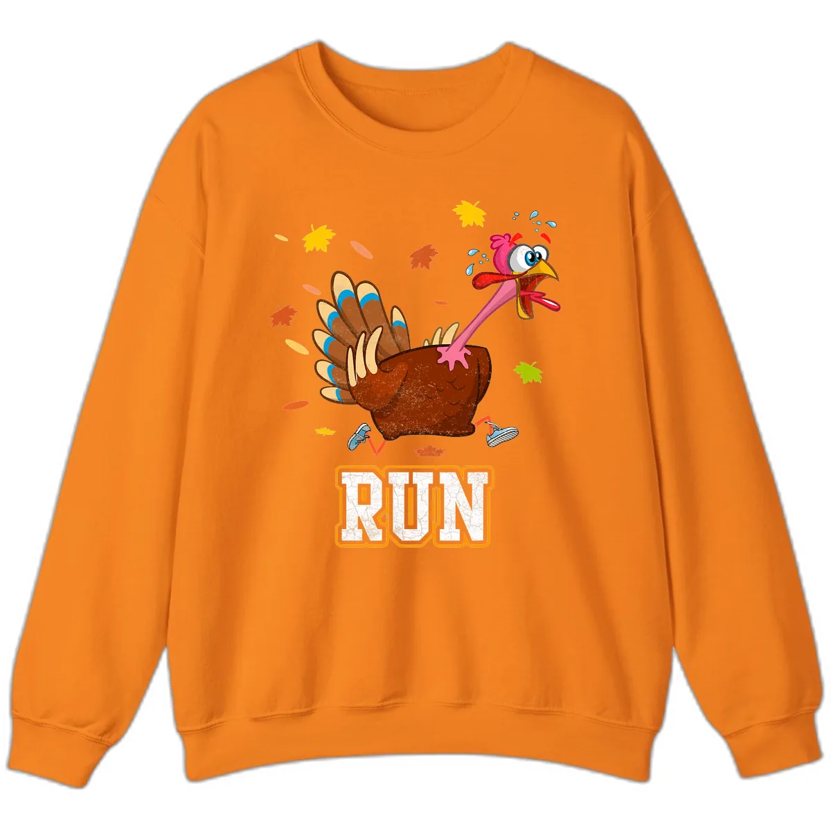 Running Turkey Trot Time Sweatshirt in Safety Orange