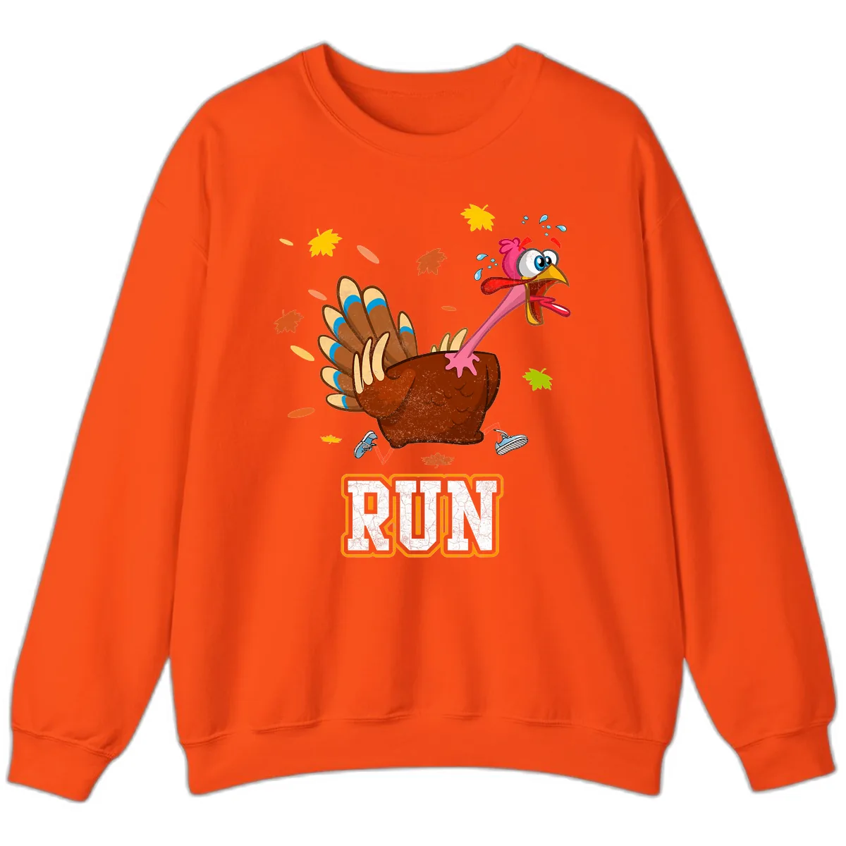 Running Turkey Trot Time Sweatshirt in Orange