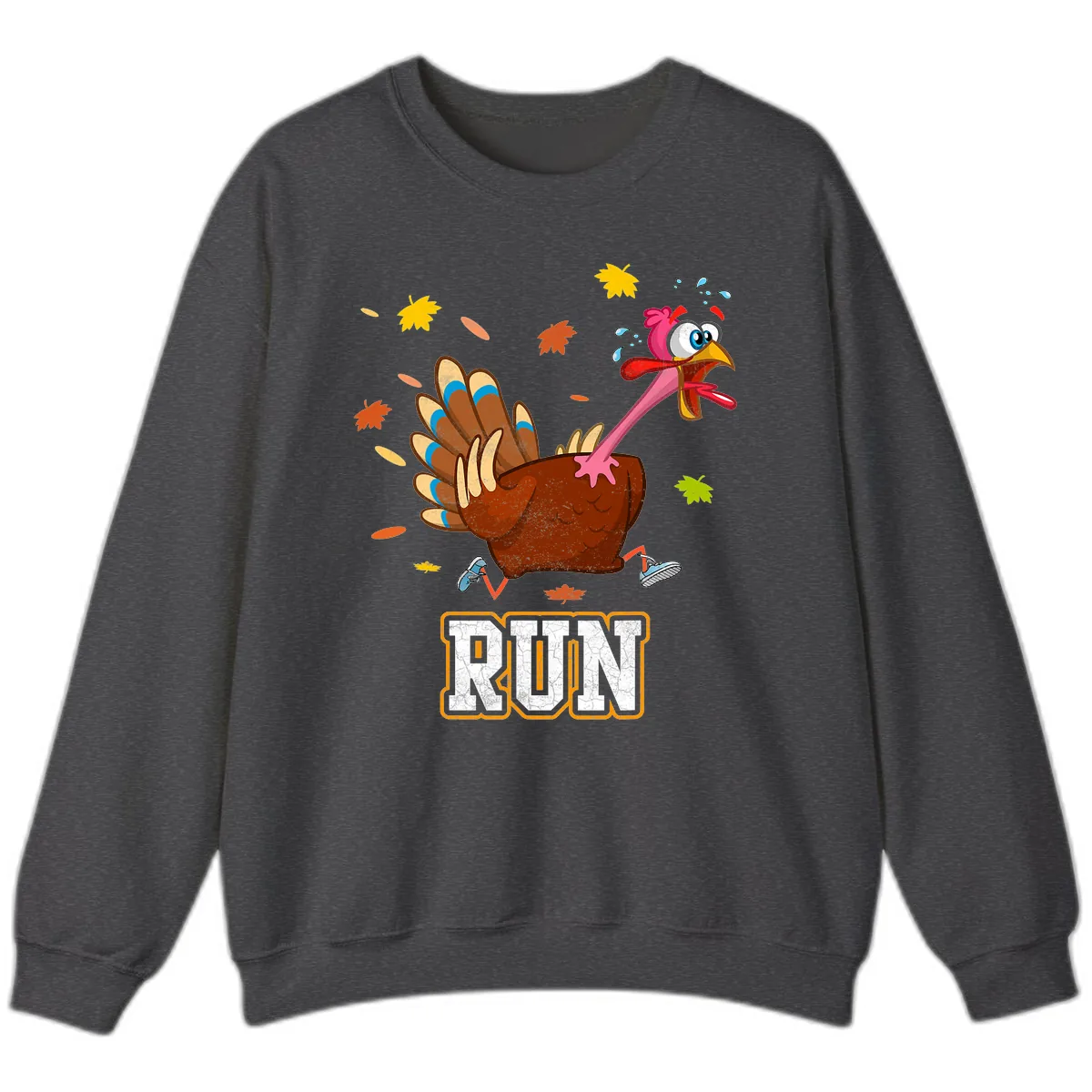 Running Turkey Trot Time Sweatshirt in Dark Heather