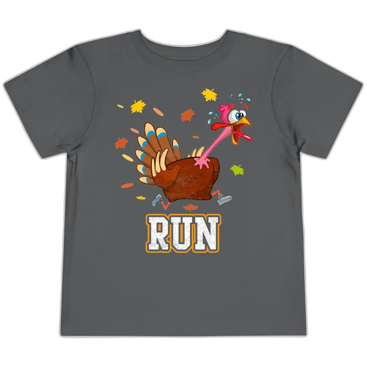 Running Turkey Trot Time Toddler T-Shirt in Asphalt