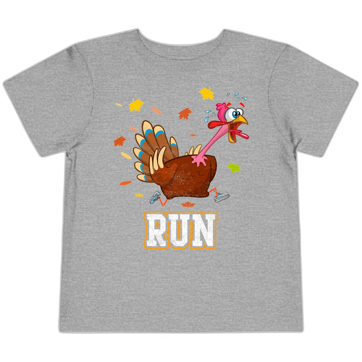 Running Turkey Trot Time Toddler T-Shirt in Athletic Heather