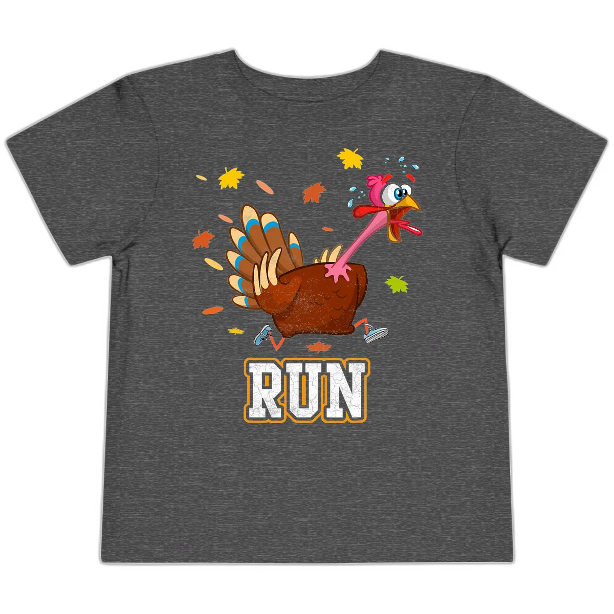 Running Turkey Trot Time Toddler T-Shirt in Dark Heather Grey