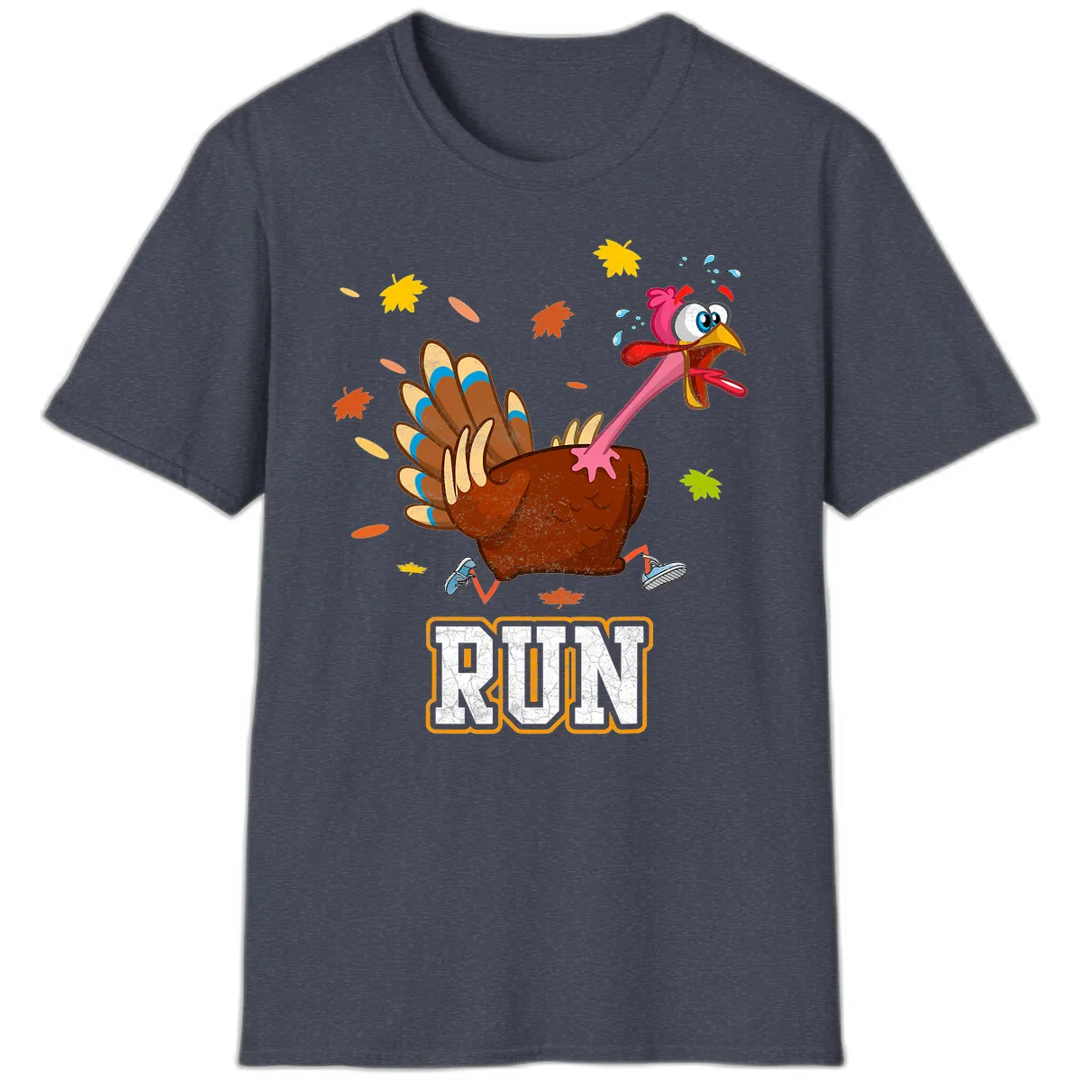 Running Turkey Trot Time T-Shirt in Heather Navy