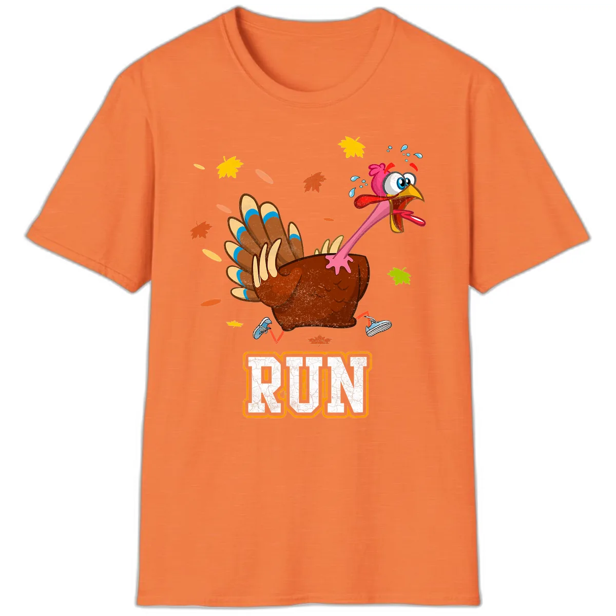 Running Turkey Trot Time T-Shirt in Heather Orange