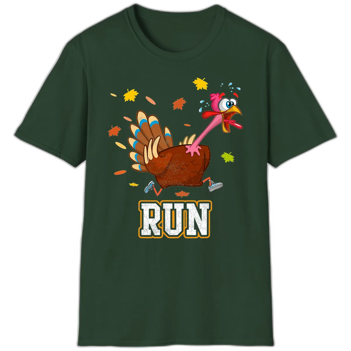 Running Turkey Trot Time T-Shirt in Forest Green