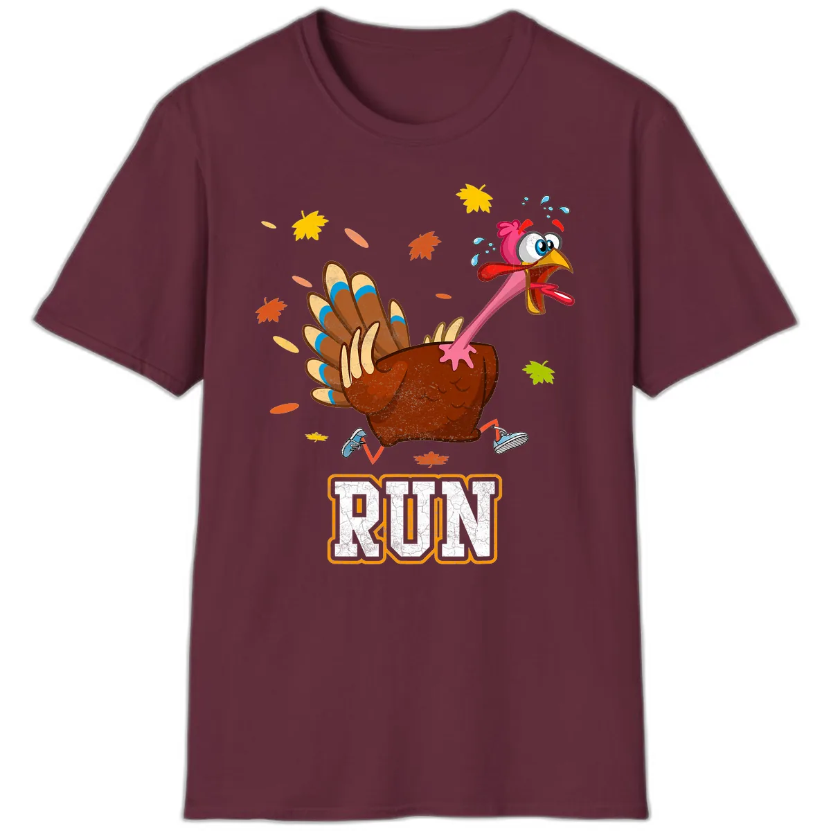 Running Turkey Trot Time T-Shirt in Maroon
