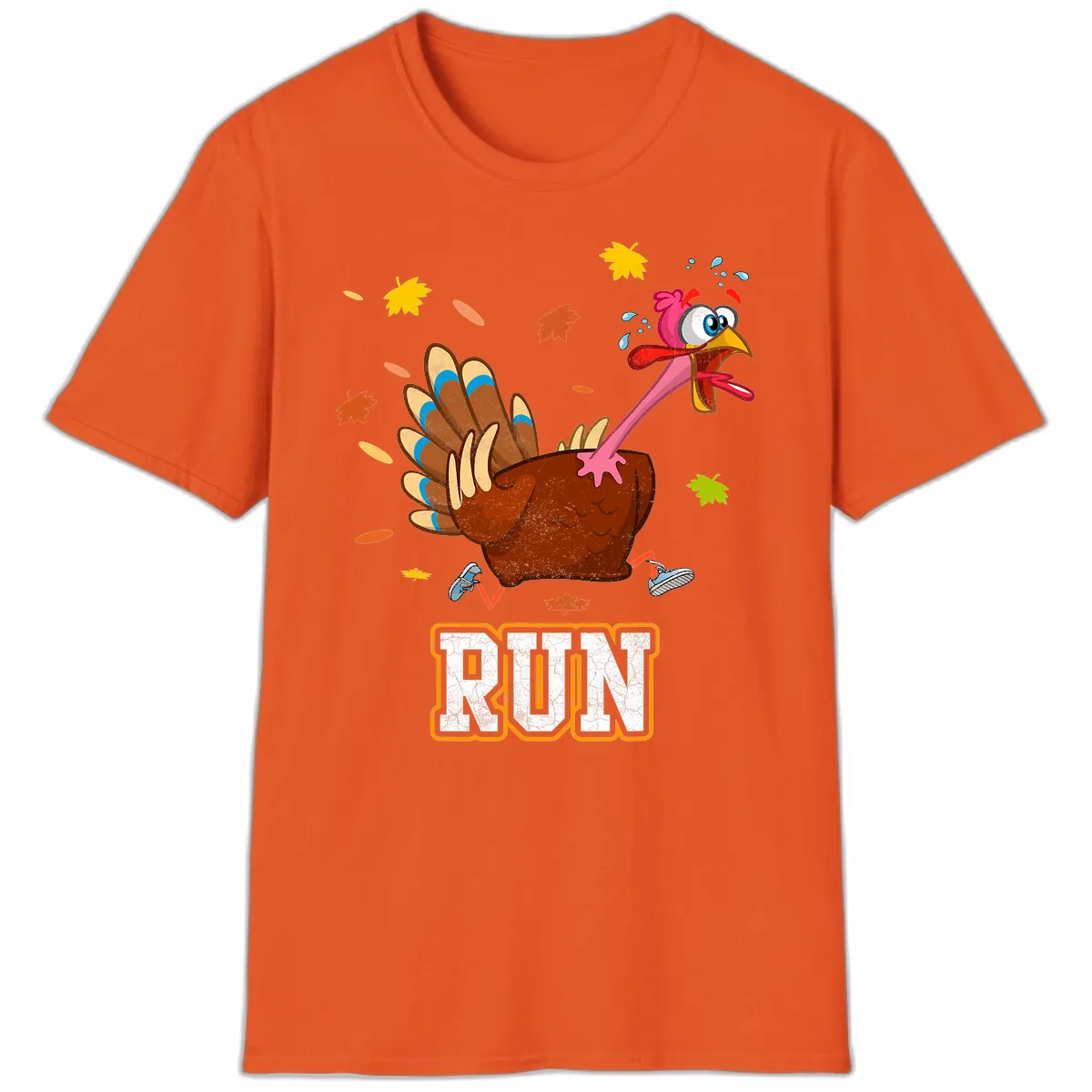 Running Turkey Trot Time T-Shirt in Orange