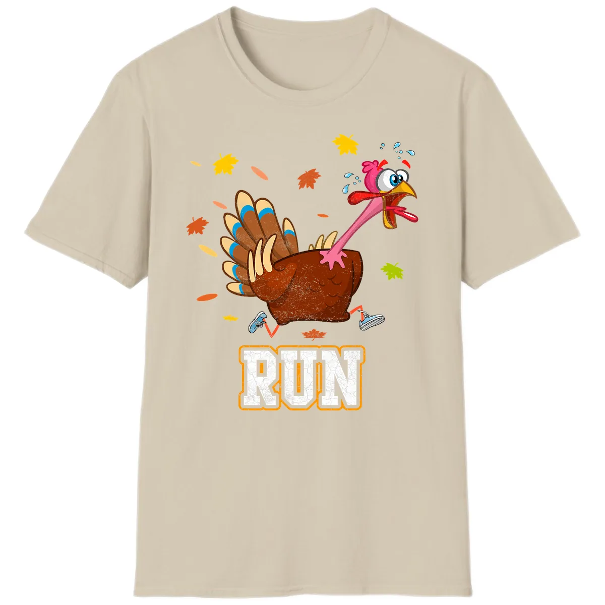 Running Turkey Trot Time T-Shirt in Sand