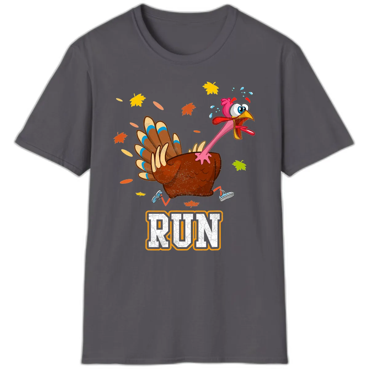 Running Turkey Trot Time T-Shirt in Charcoal
