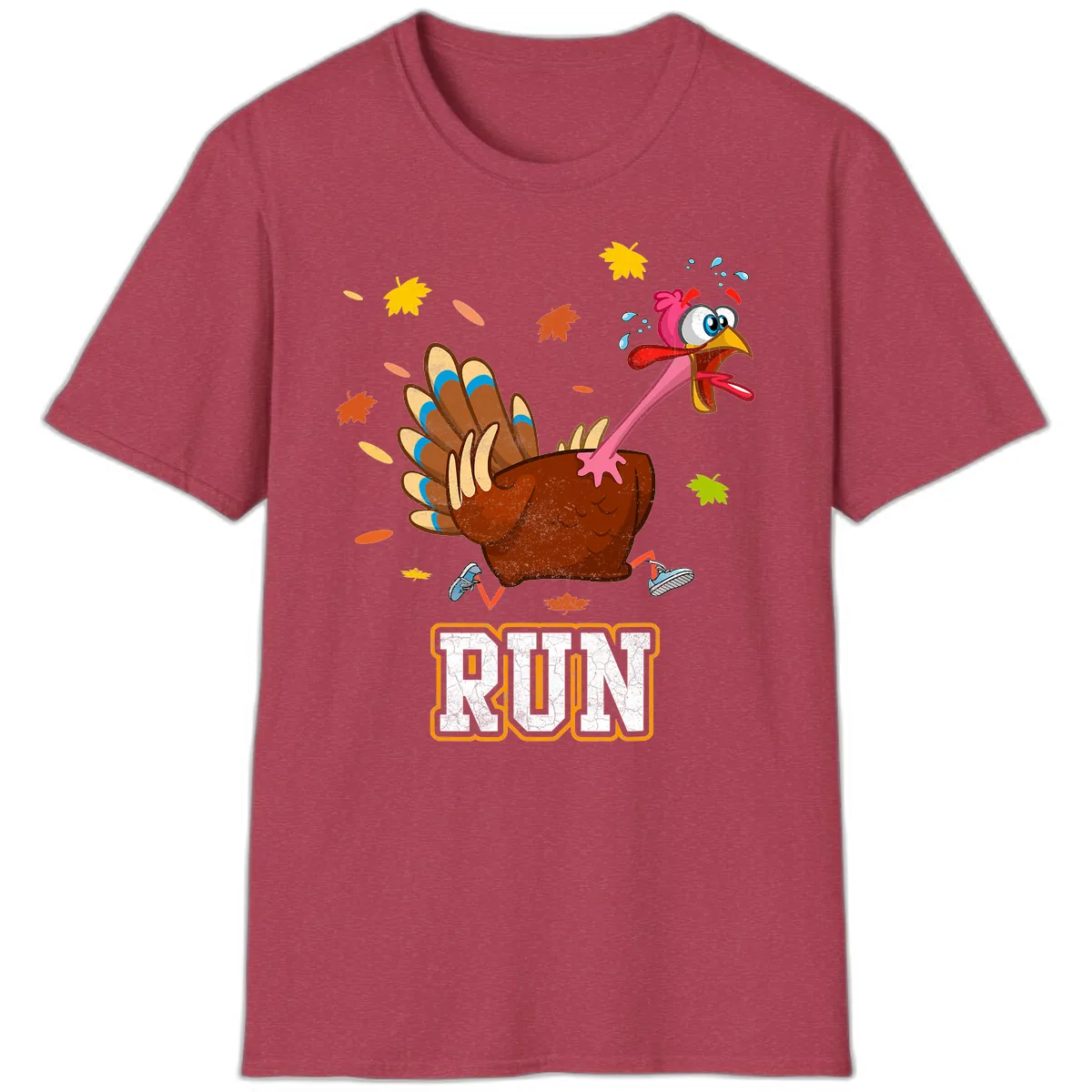 Running Turkey Trot Time T-Shirt in Heather Cardinal