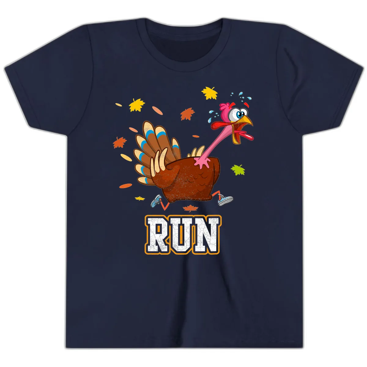 Running Turkey Trot Time Youth T-Shirt in Navy