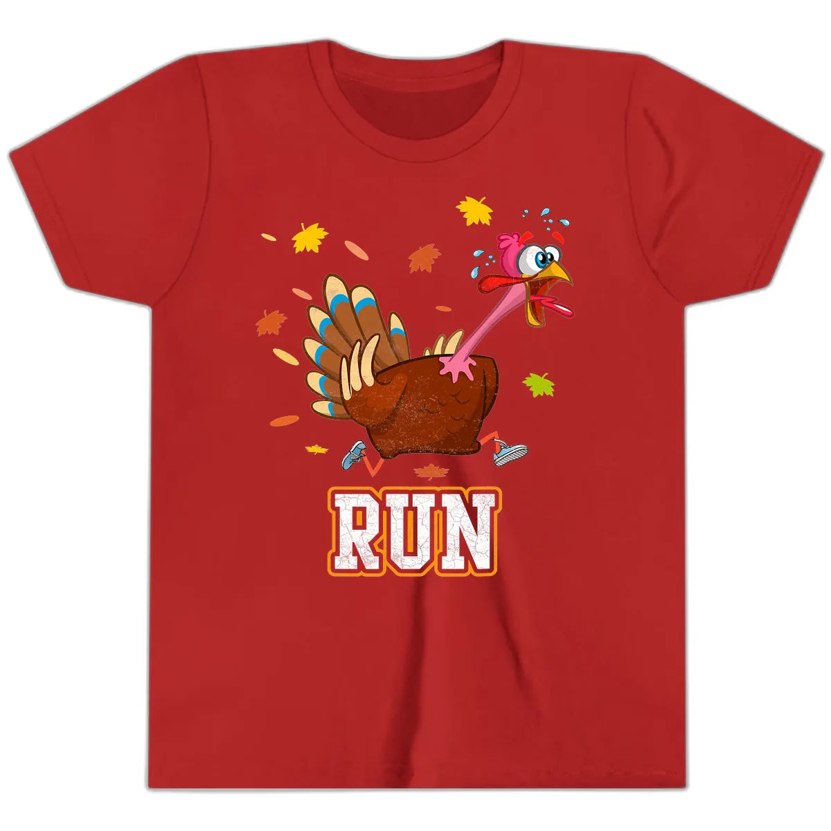 Running Turkey Trot Time Youth T-Shirt in Red