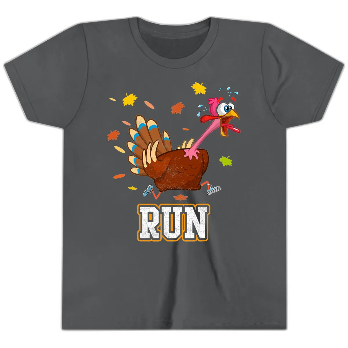 Running Turkey Trot Time Youth T-Shirt in Asphalt