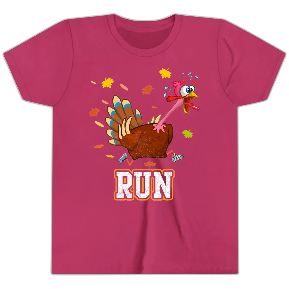 Running Turkey Trot Time Youth T-Shirt in Berry