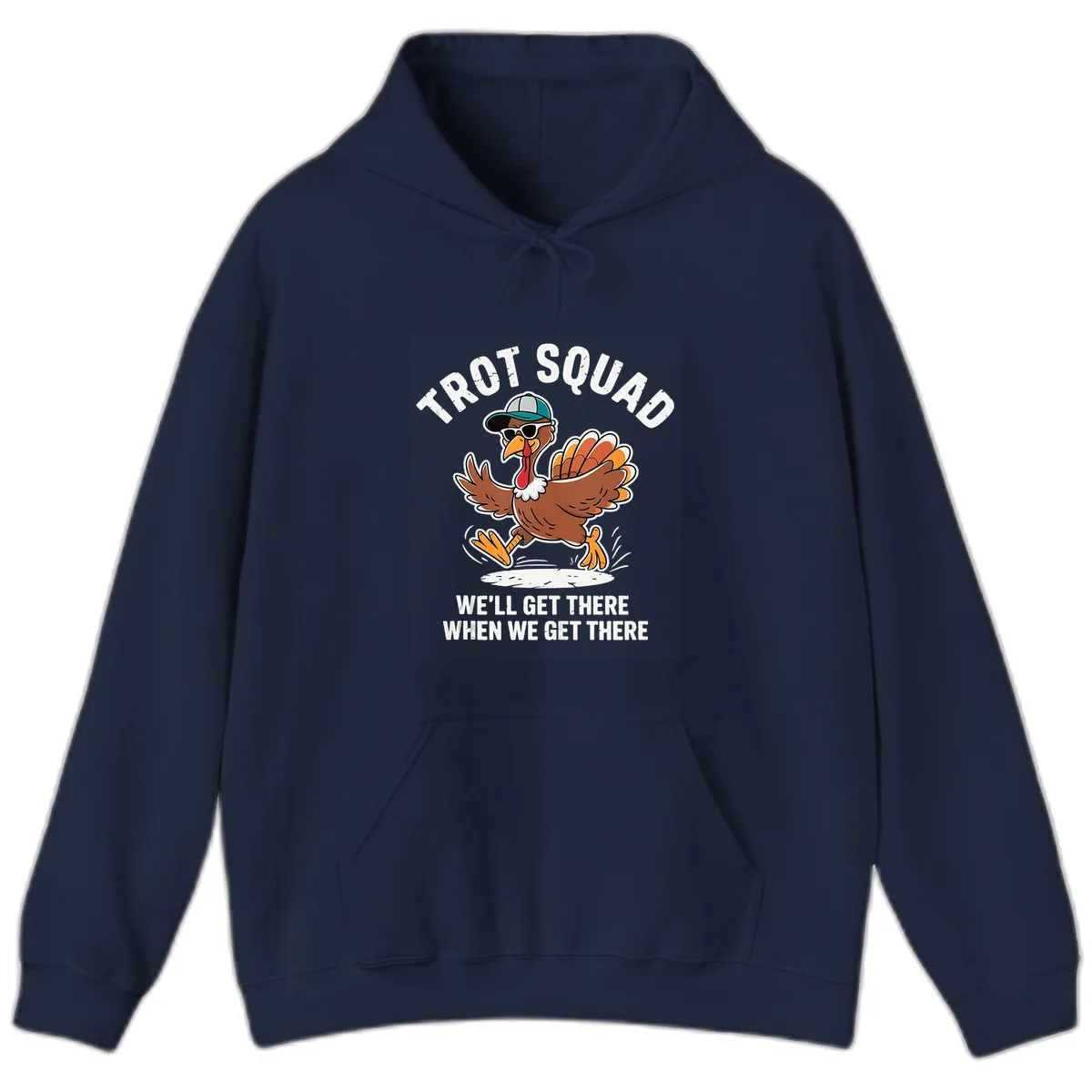 Turkey Trot Squad Running Turkey Hoodie in Navy