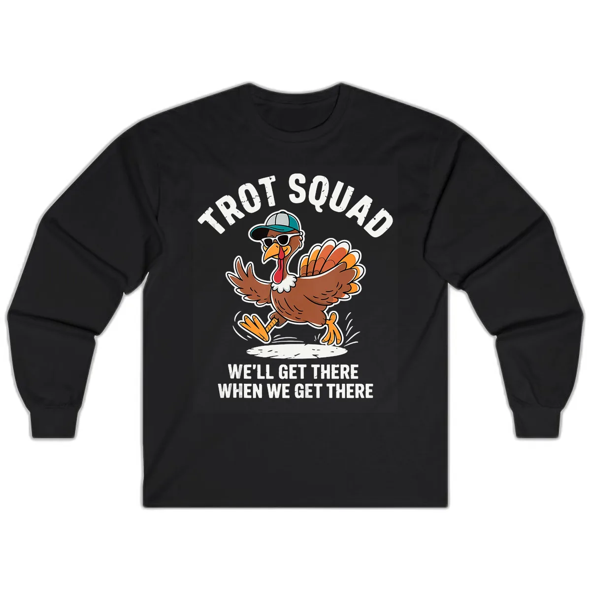 Turkey Trot Squad Running Turkey Long Sleeve in Black