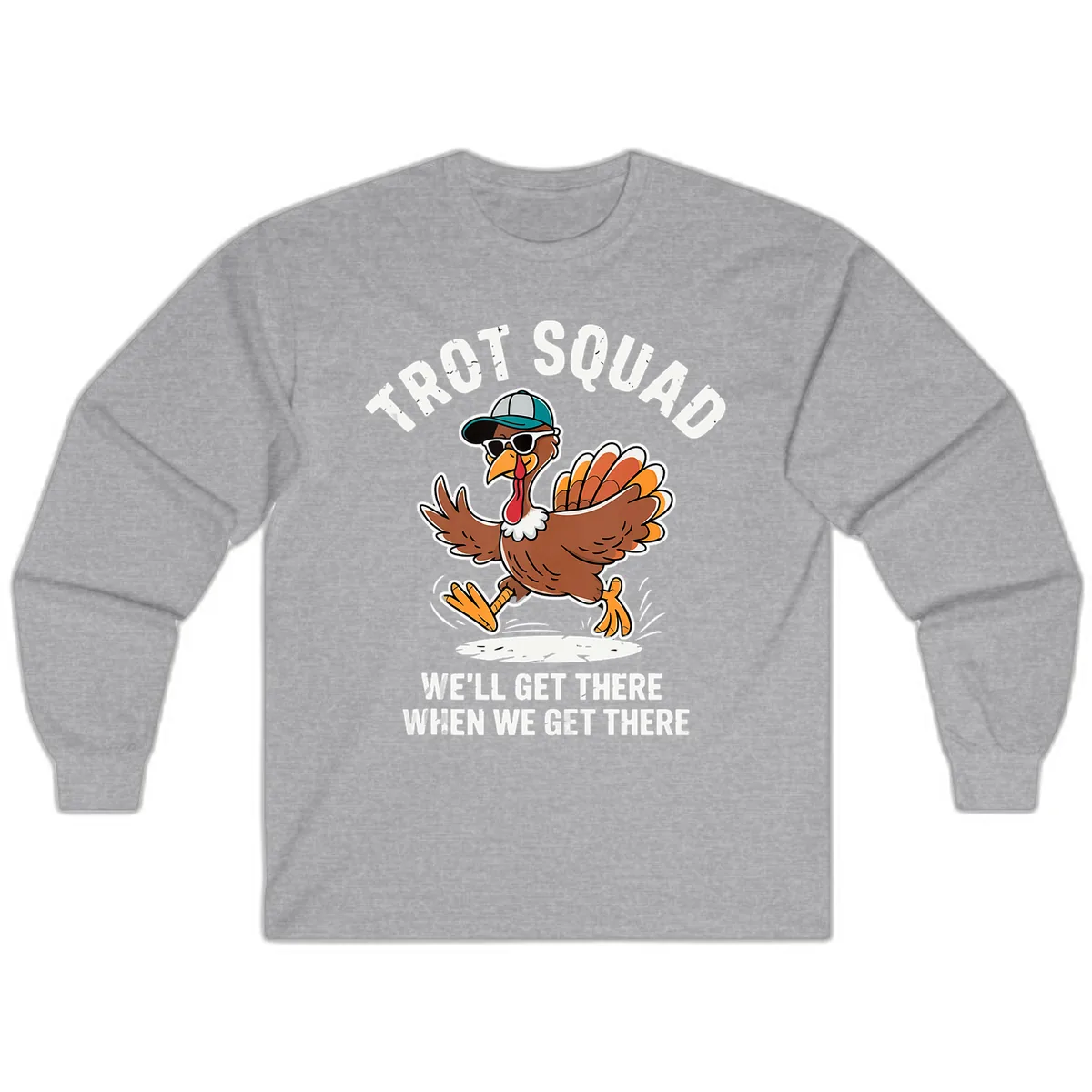 Turkey Trot Squad Running Turkey Long Sleeve in Sport Grey