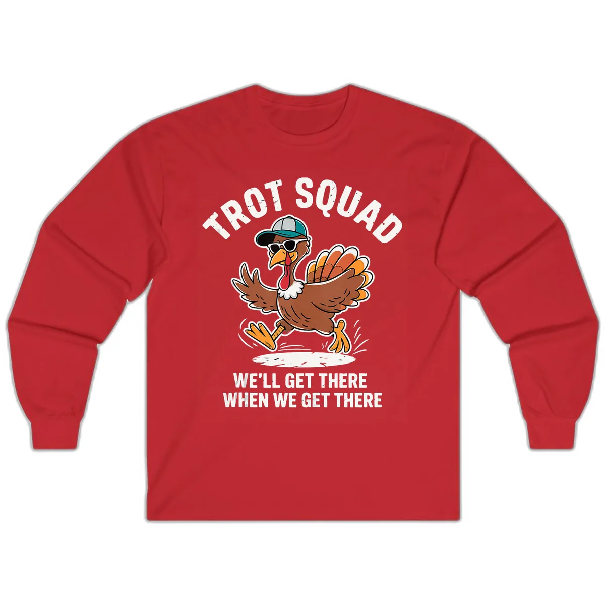 Turkey Trot Squad Running Turkey Long Sleeve in Red