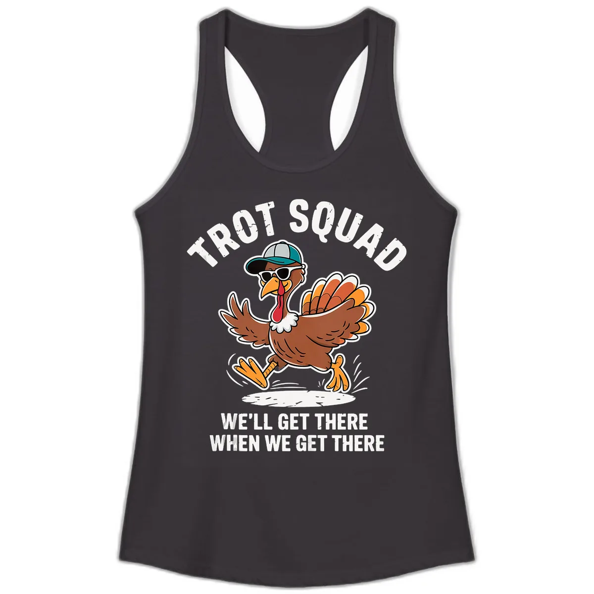 Turkey Trot Squad Running Turkey Ladies Tank in Black