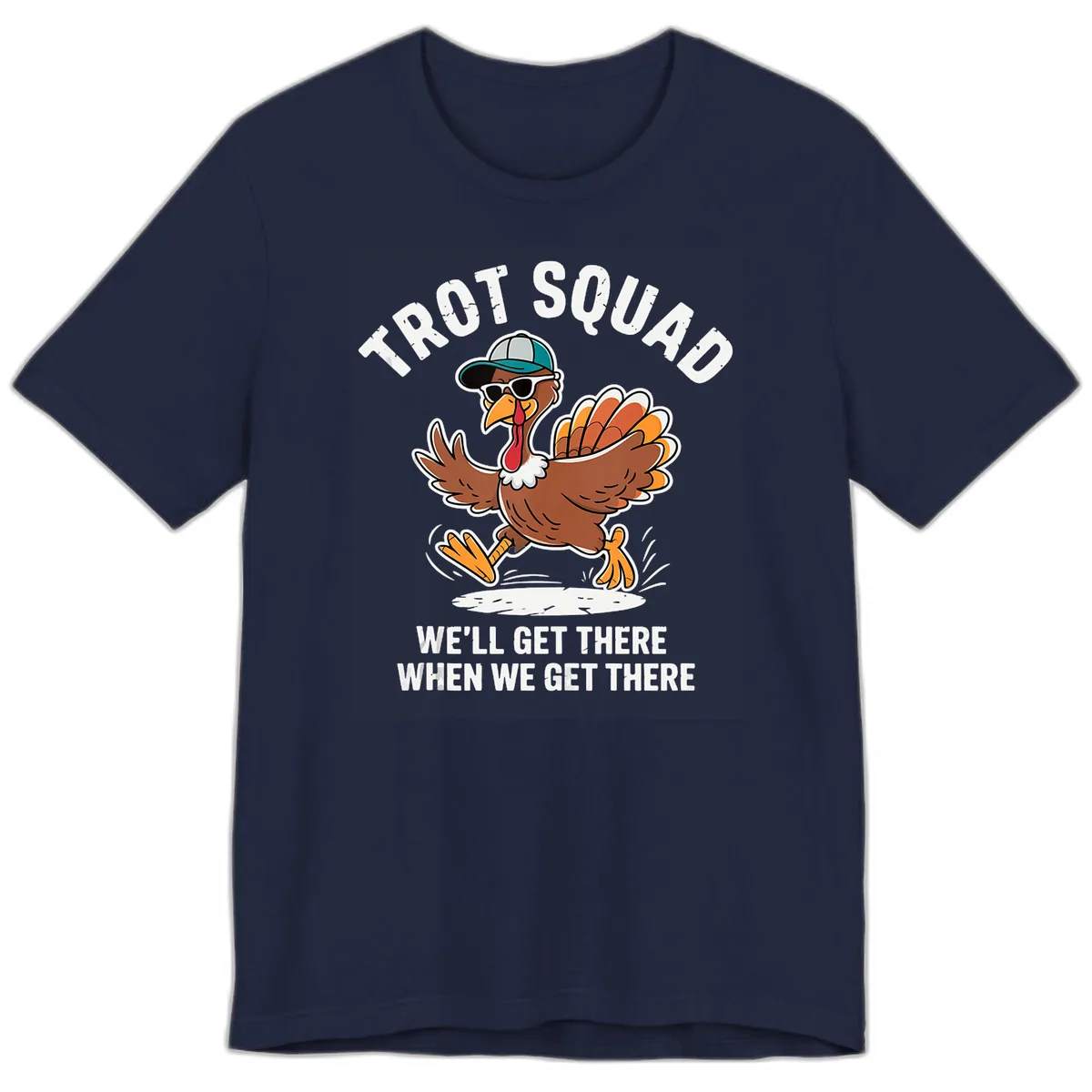 Turkey Trot Squad Running Turkey Premium T-Shirt in Navy