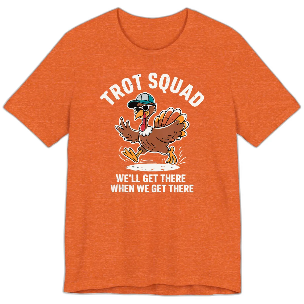 Turkey Trot Squad Running Turkey Premium T-Shirt in Heather Orange