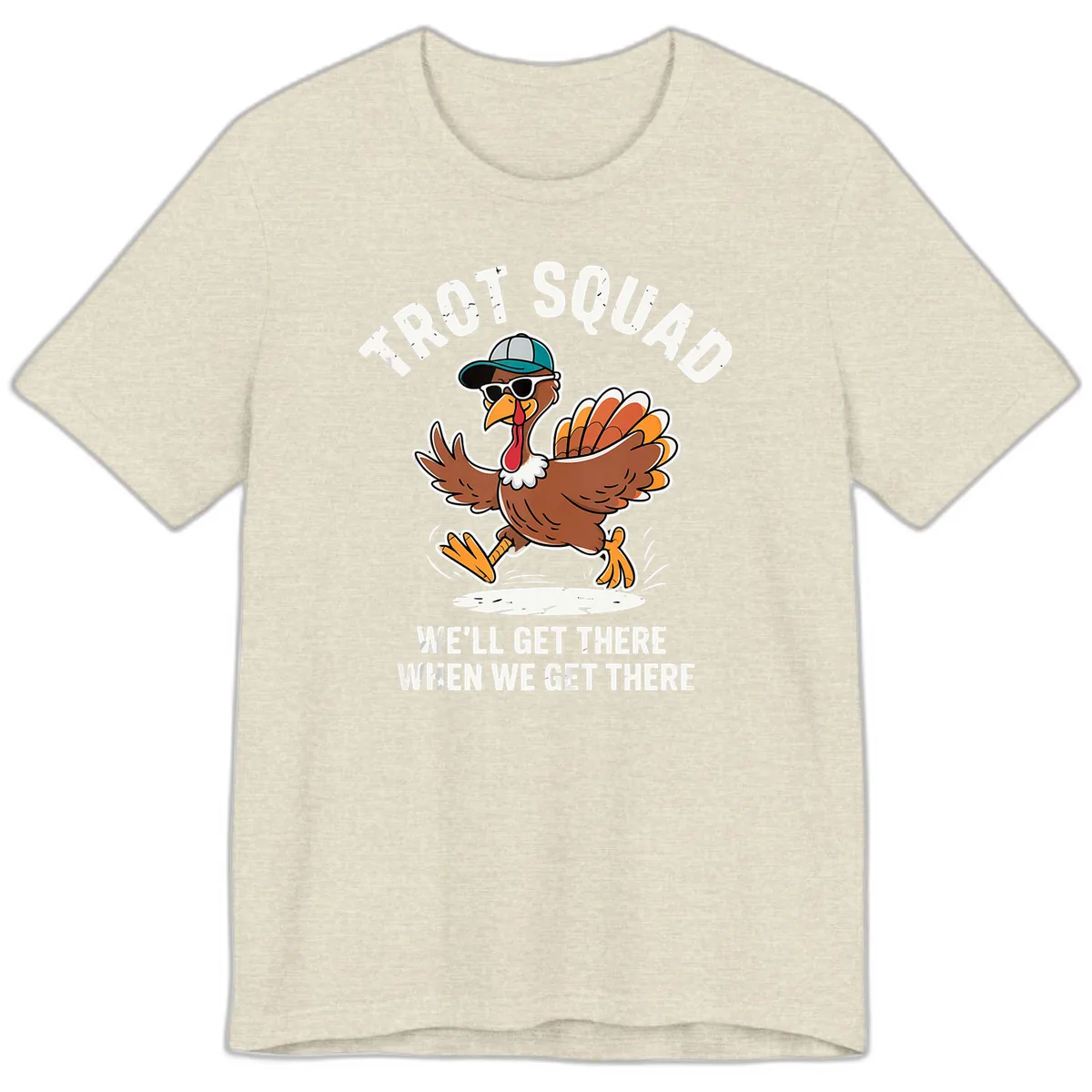 Turkey Trot Squad Running Turkey Premium T-Shirt in Heather Prism Natural