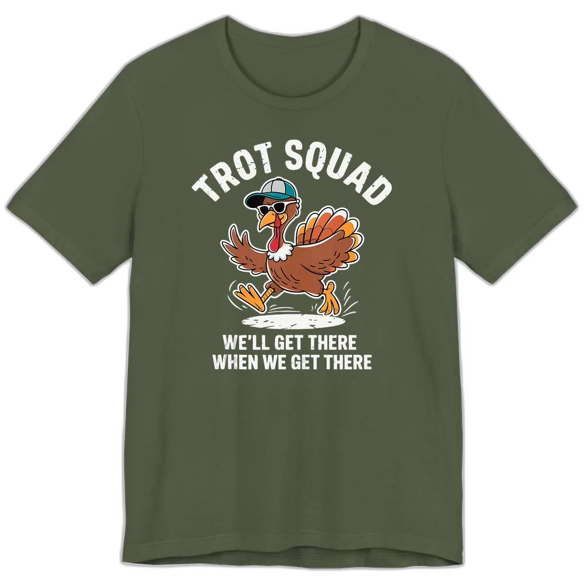 Turkey Trot Squad Running Turkey Premium T-Shirt in Military Green