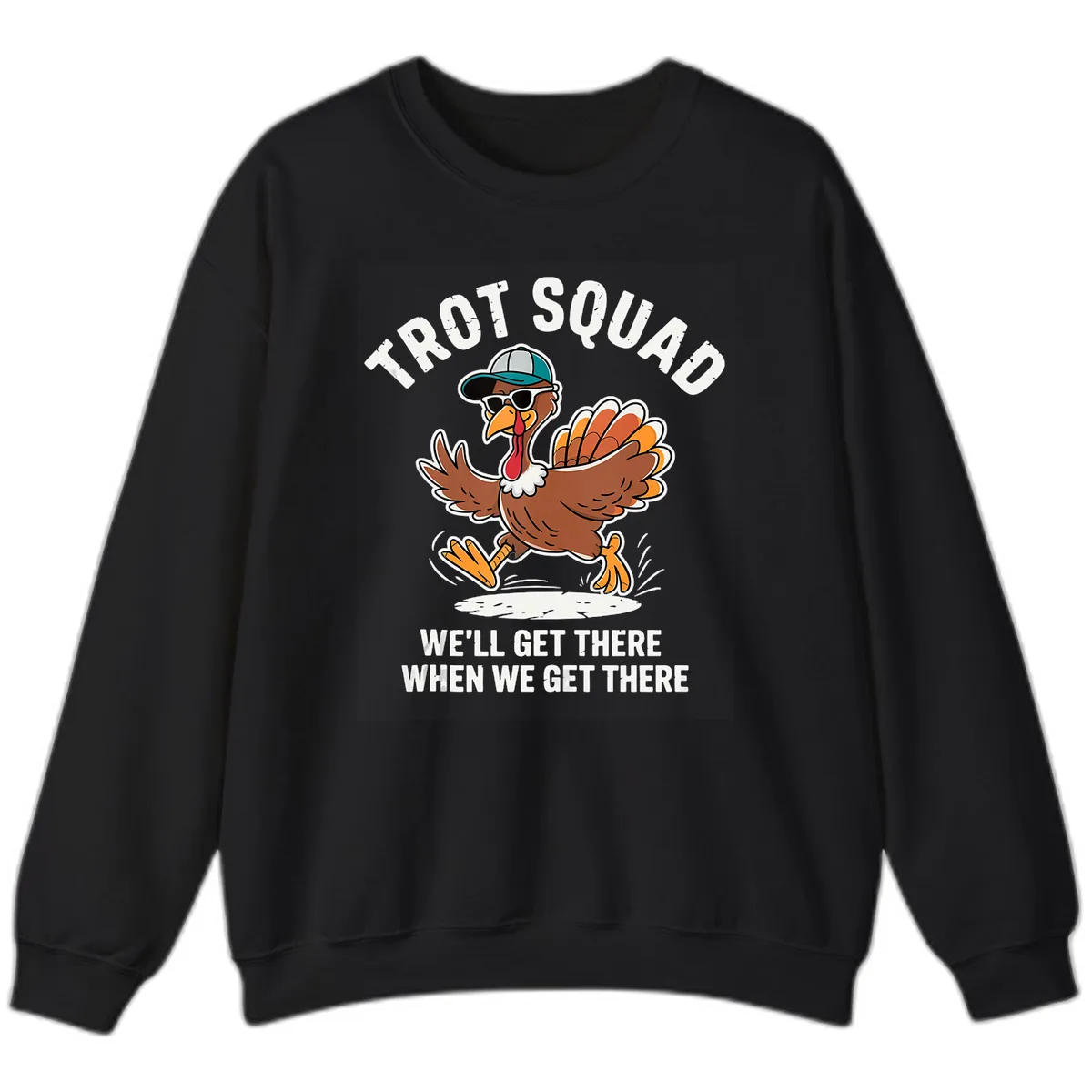 Turkey Trot Squad Running Turkey Sweatshirt in Black