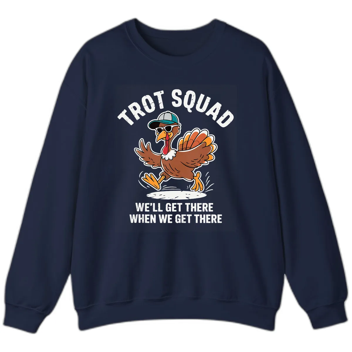 Turkey Trot Squad Running Turkey Sweatshirt in Navy