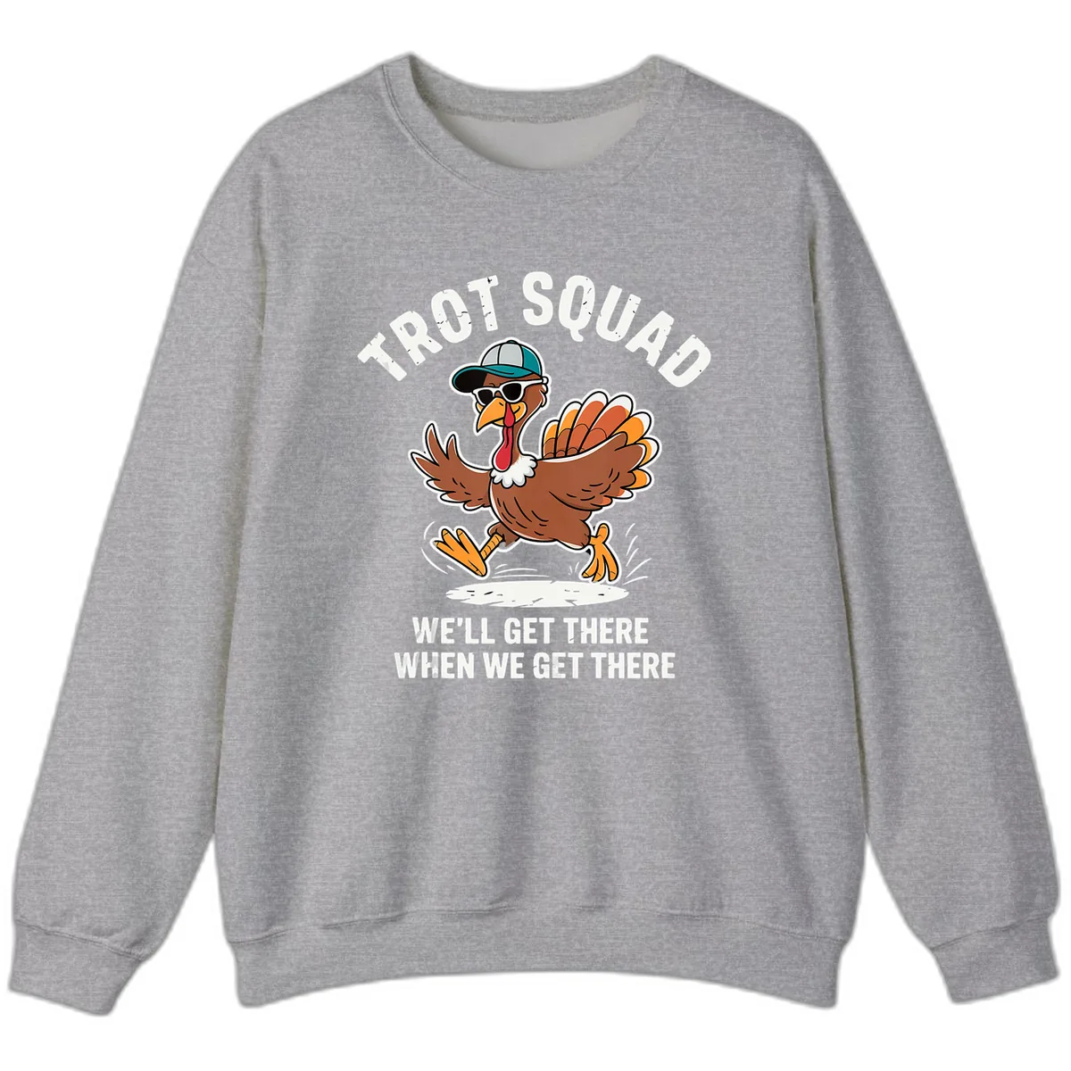 Turkey Trot Squad Running Turkey Sweatshirt in Sport Grey
