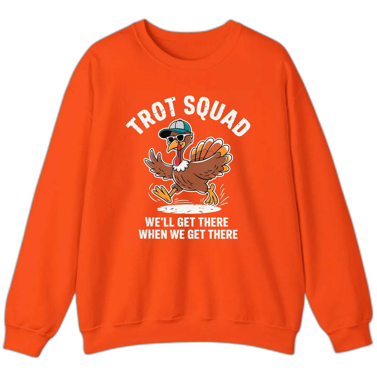 Turkey Trot Squad Running Turkey Sweatshirt in Orange