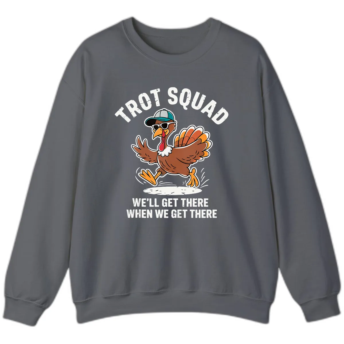Turkey Trot Squad Running Turkey Sweatshirt in Charcoal