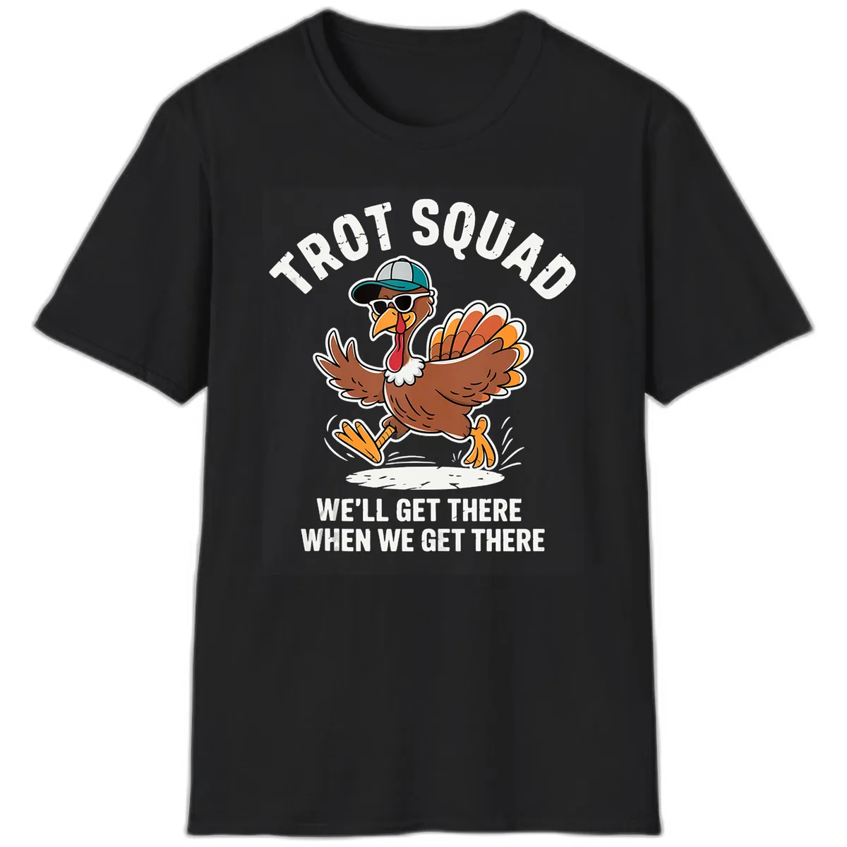 Turkey Trot Squad Running Turkey T-Shirt in Black