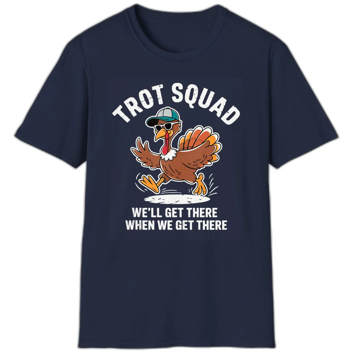 Turkey Trot Squad Running Turkey T-Shirt in Navy