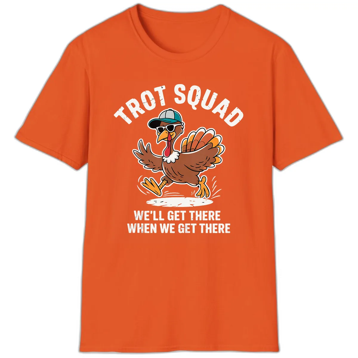 Turkey Trot Squad Running Turkey T-Shirt in Orange