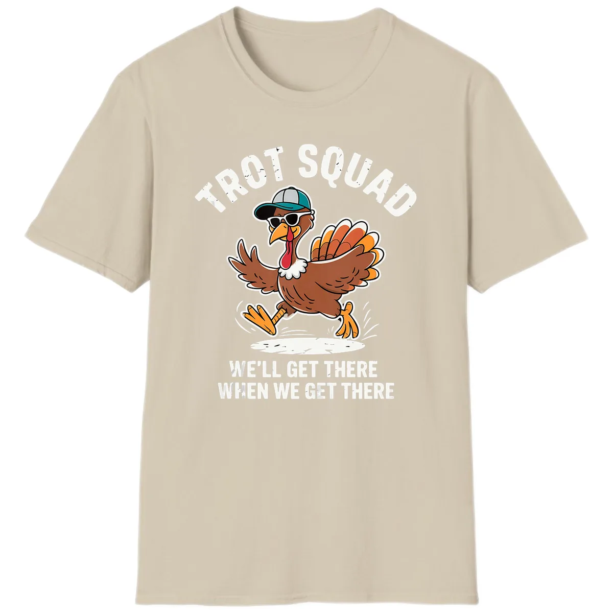 Turkey Trot Squad Running Turkey T-Shirt in Sand