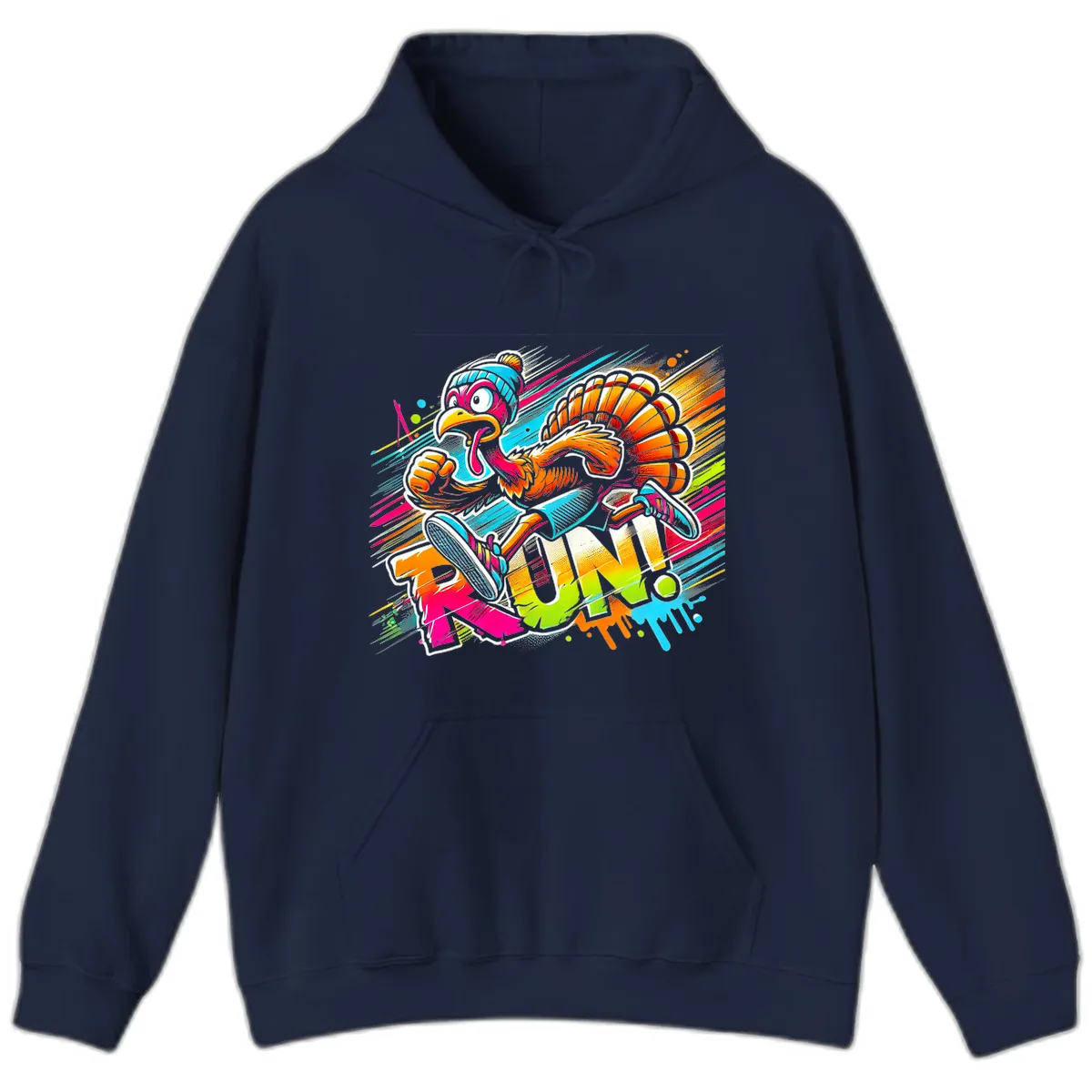 Turkey Trot Running Art Hoodie in Navy
