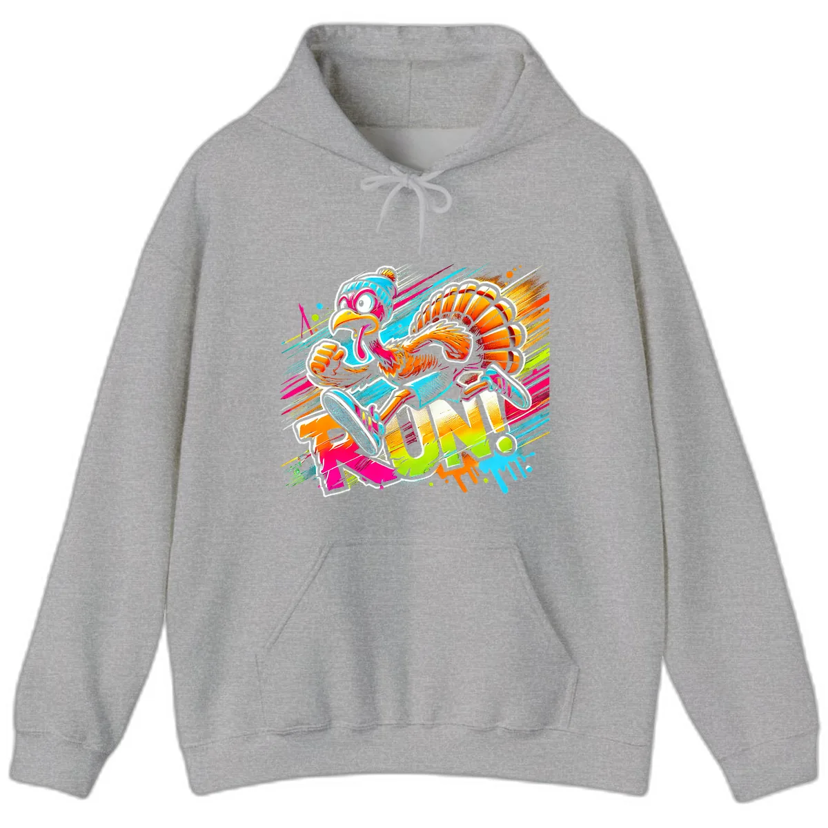 Turkey Trot Running Art Hoodie in Sport Grey