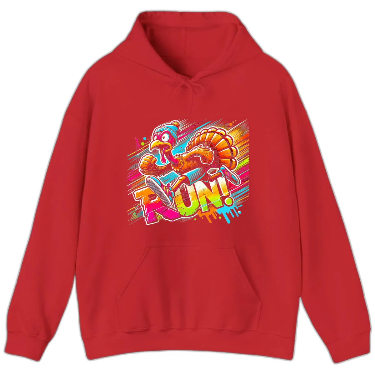 Turkey Trot Running Art Hoodie in Red