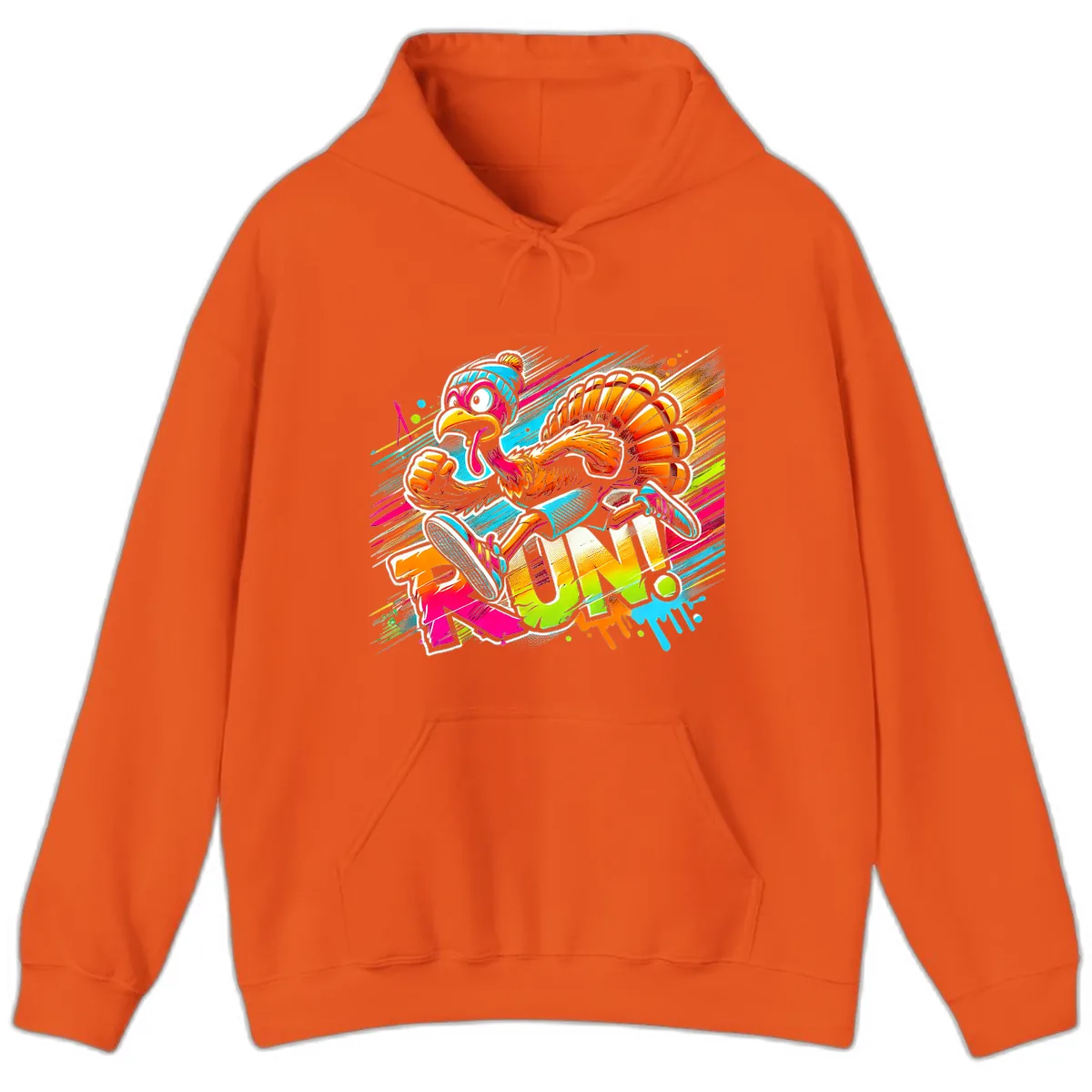 Turkey Trot Running Art Hoodie in Orange