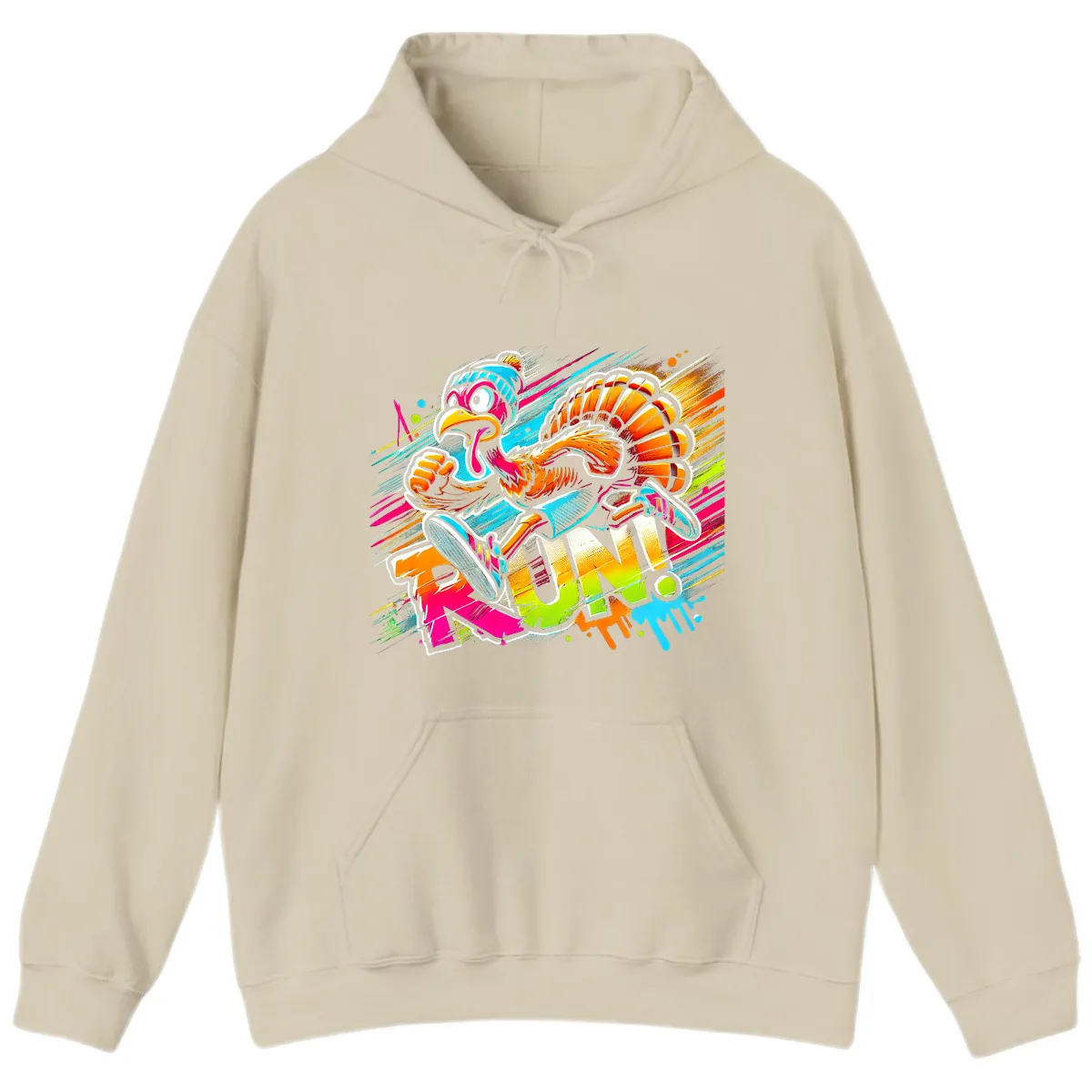 Turkey Trot Running Art Hoodie in Sand